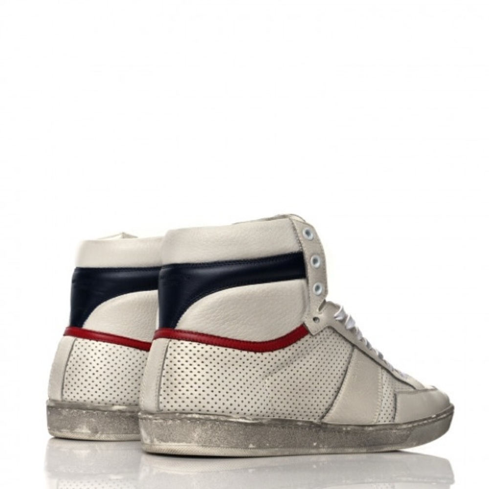 SAINT LAURENT
Calfskin Perforated Court Classic SL/10H High Top Sneakers - Picture 2 of 7